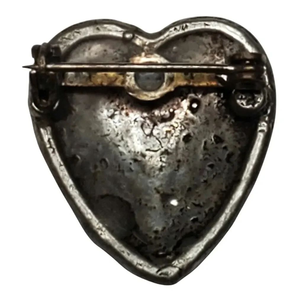 Clear Rhinestone Silver Tone Heart 1